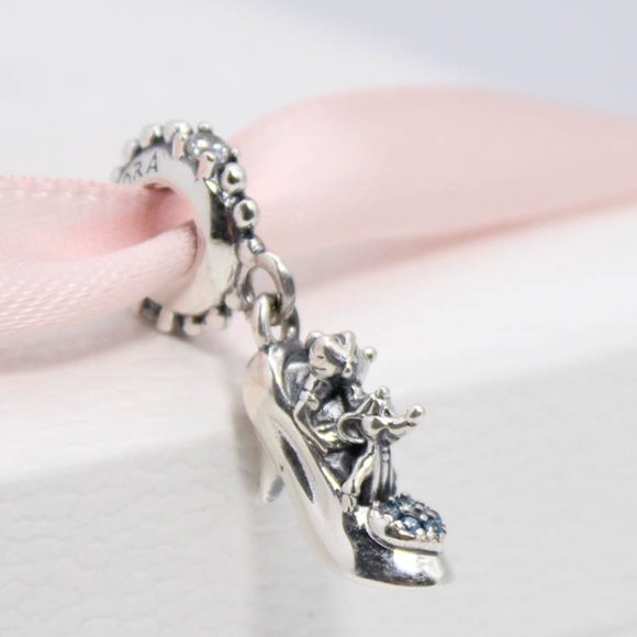 Pandora Disney Cinderella Glass Slipper & Mice Dangle Charm - Picture 1 of 6
